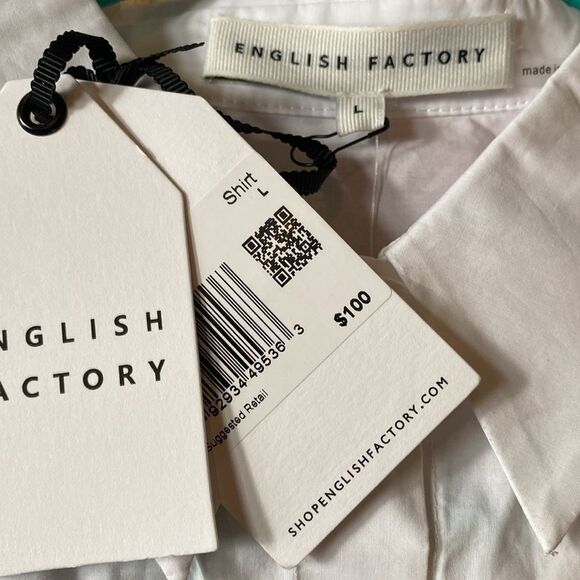 English Factory Eyelet Detail Cotton Button-Up
Shirt L NWT - Picture 8 of 11